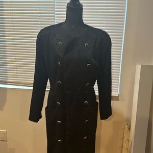 Vintage coat with heart pattern and heart rhinestone bottons